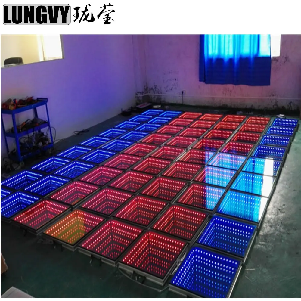

Free Shipping 9pcs/Lot With Border Led Dance Floor Panel Mirror 3D Led Dance Floor For Wedding Shows Events Club Stage