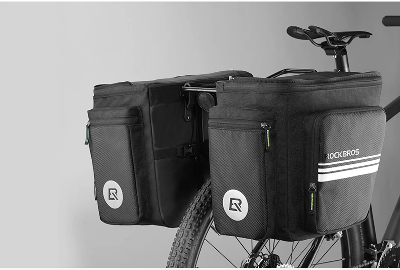 Clearance ROCKBROS 3 in 1 Waterproof Bicycle Bags Pannier 48L MTB Mountain Bike Rack Bag Bicycle Rear Seat Trunk Bag With Rain Cover 34