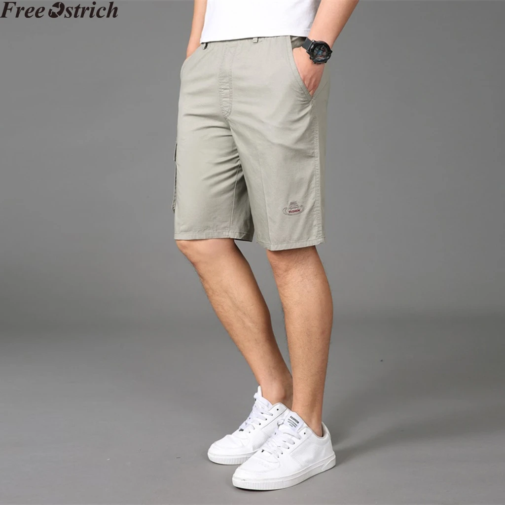 Men's Summer Cotton Cargo Shorts casual Elastic Waistband Fashion Trunks Anti Theft Pocket Beach Surf Running Short pants|Шорты| |