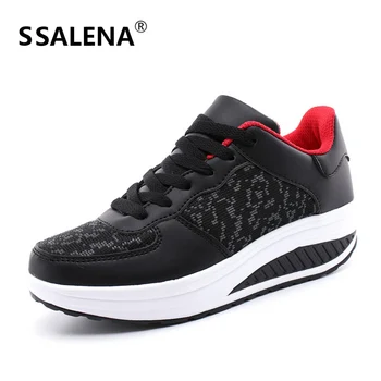 

Women Comfortable Running Shoes All Season Lightweight Swing Slimming Sneakers Women Lace Up Shoes Big Size 43 AA60003