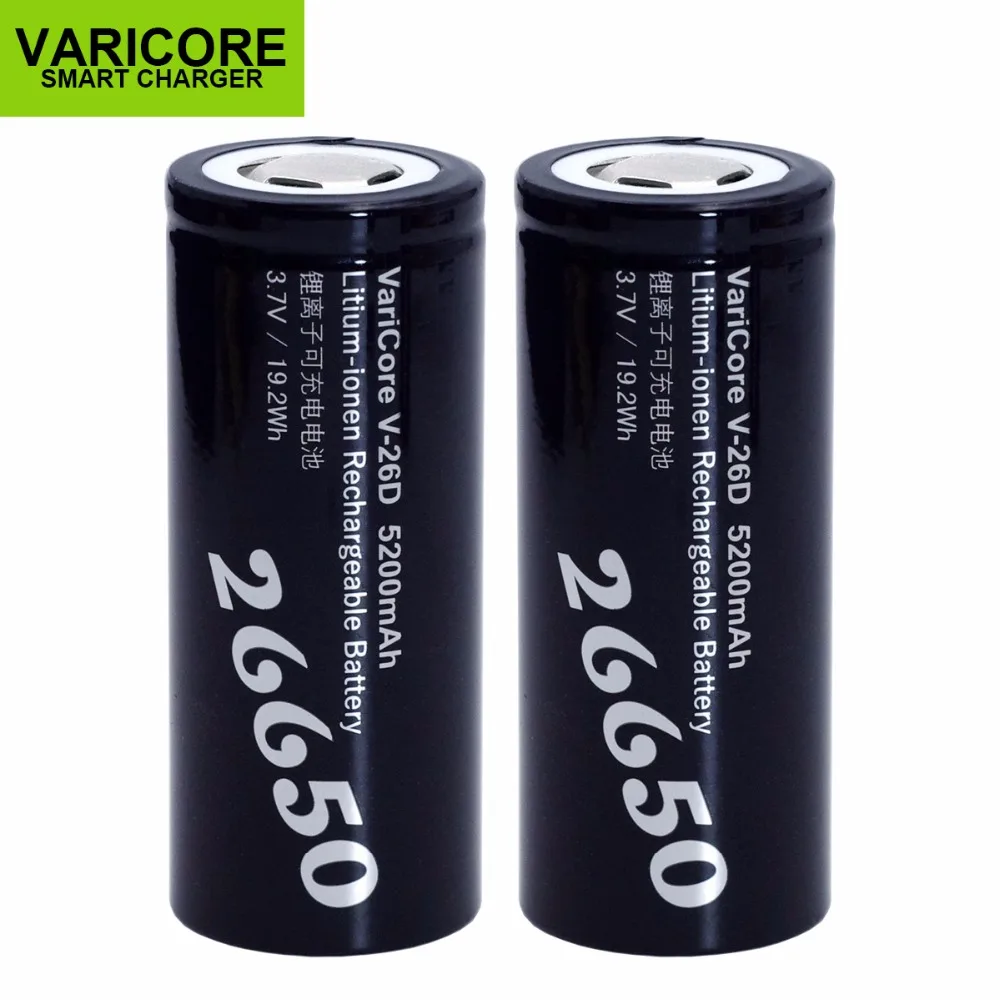 2 шт. Новый VariCore 26650 литий-ионный аккумулятор 3 7 V 5200mA V-26D зарядное устройство 20A