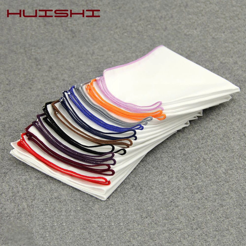 HUISHI 2019 новый мужской белый карманный квадратный хлопковый однотонный носовой платок 14 цветов бриллиантовый носовой платок для выпускного вечера праздника Вечеринки 23 см