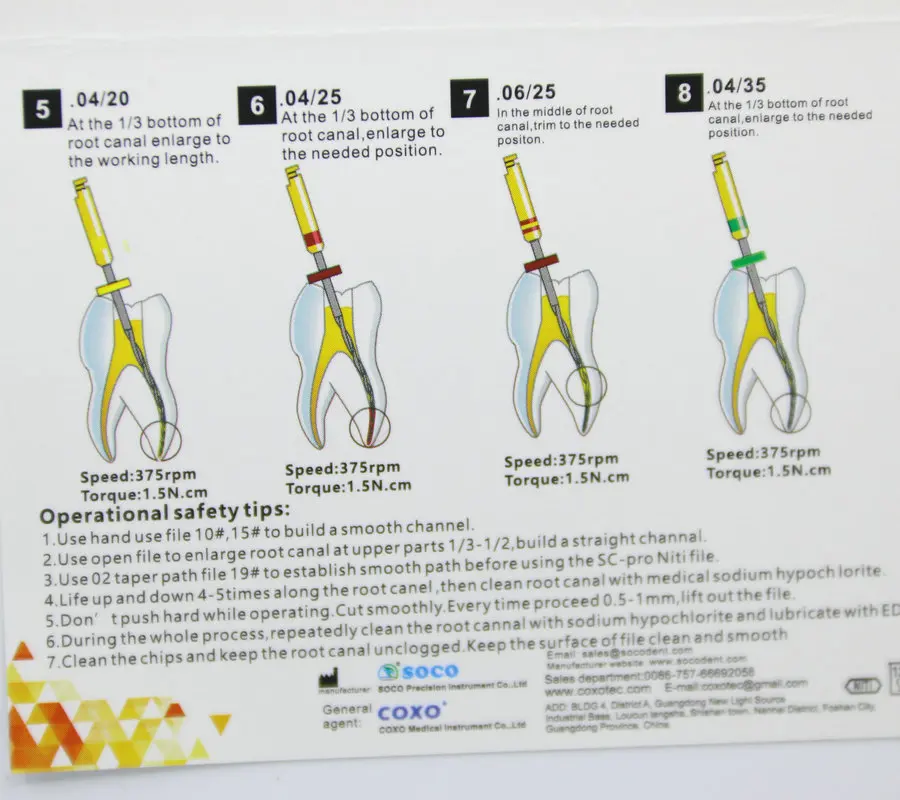 Стоматологический инструмент SOCO SC Pro роторные напильники 25 мм Ассорти Endo роторные напильники Endo системы для Endo стоматология двигателя