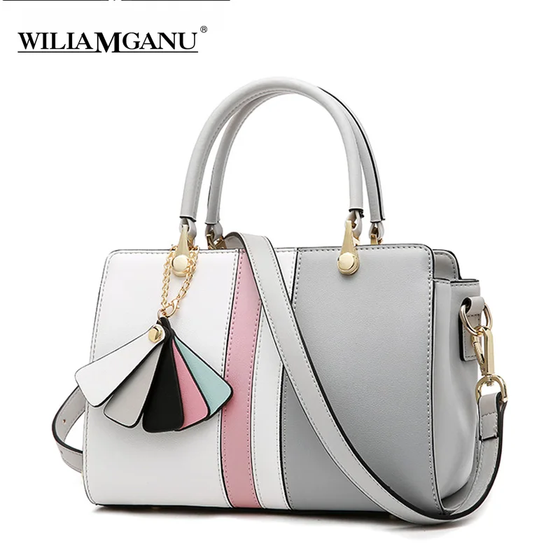 

WILIAMGANU Genuine Leather Woman Handbag Real First Layer Cow Leather Fashion stripe Crossbody Bags Female designer Flap Bag