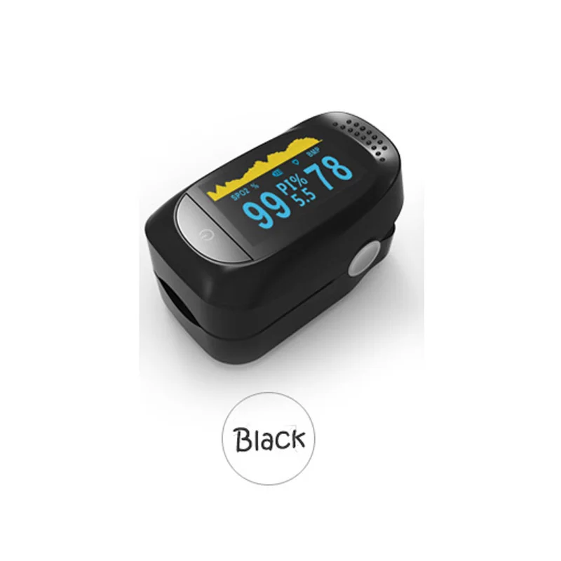Цифровой Пальчиковый пульсоксиметр с коробкой, кислородный палец SPO2 PR PI, будильник, Oximetro de dedo, портативный, забота о здоровье, 8 часов сна - Цвет: black