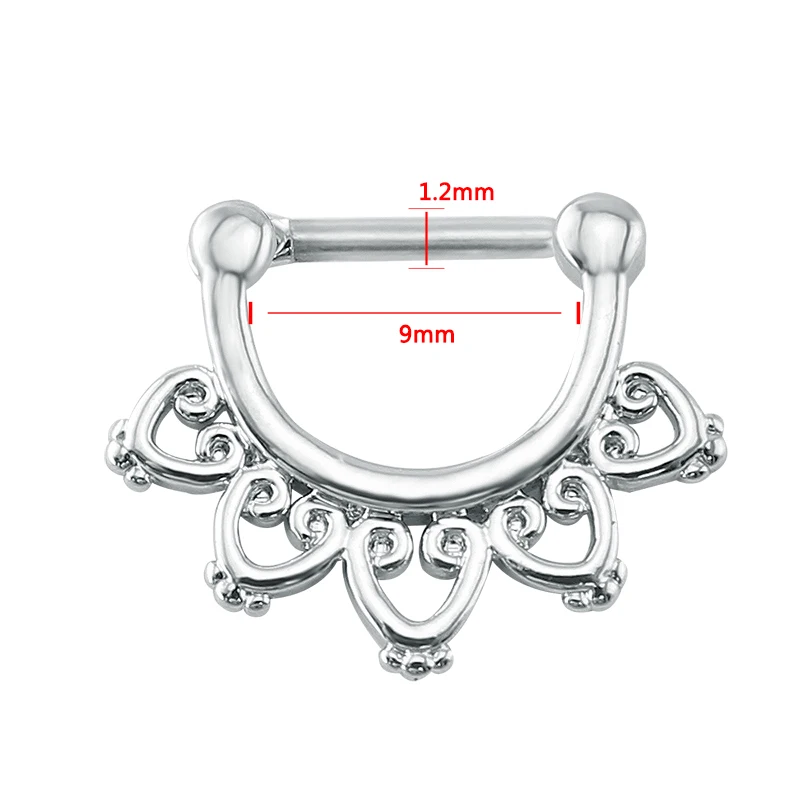 Индийский нос пирсинг, Септум, кликер на клипсах для наращивания, ювелирные кольца для пирсинга перегородки Племенной обруч нос кольцо для пирсинга септо indiano - Окраска металла: Inner Diameter 10mm