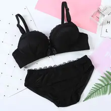 Милый стиль, кружевное тонкое нижнее белье, полный комплект с бюстгальтером, винтажный однотонный бюстгальтер, набор для школьниц, сексуальный женский комплект нижнего белья