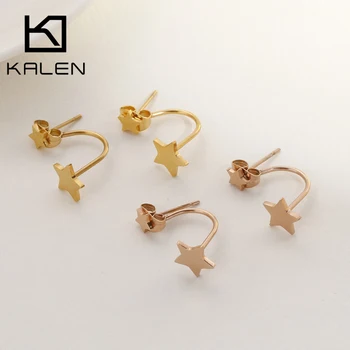 

Kalen New 3 Colors Stainless Steel Dangle Earrings For Women Arc-Shaped Black Round Star Drop Earrings Women Engagement Jewelry