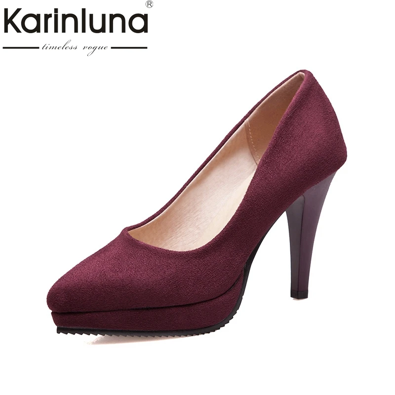 

Karinluna 2018 New European Style Large Size 33-43 Pointed Top Shallow Super High Heeled Shoe Woman OL Footwear