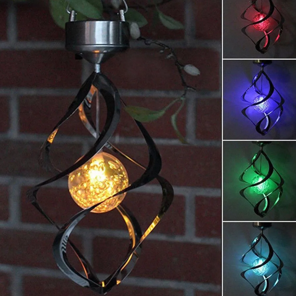 

Solar Powered Wind Chime Light LED Garden Hanging Spinner Lamp Color Changing