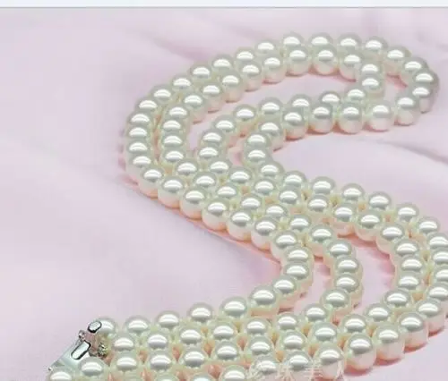 

FREE SHIPPING HOT sell new Style >>>>DOUBLE STRANDS SOUTH SEA 8-9MM WWHITE PEARL NECKLACE 18"19