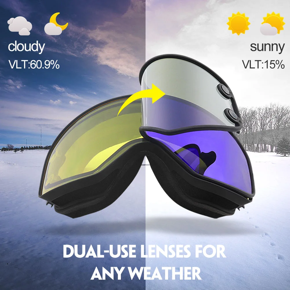 COPOZZ تزلج نظارات 2 في 1 مع المغناطيسي ثنائي استخدام عدسة ل يلة التزلج مكافحة الضباب UV400 على الجليد نظارات الرجال النساء نظارات التزلج COPOZZ تزلج نظارات 2 في 1 مع المغناطيسي ثنائي استخدام عدسة ل يلة التزلج مكافحة الضباب UV400 على الجليد نظارات الرجال النساء نظارات التزلج