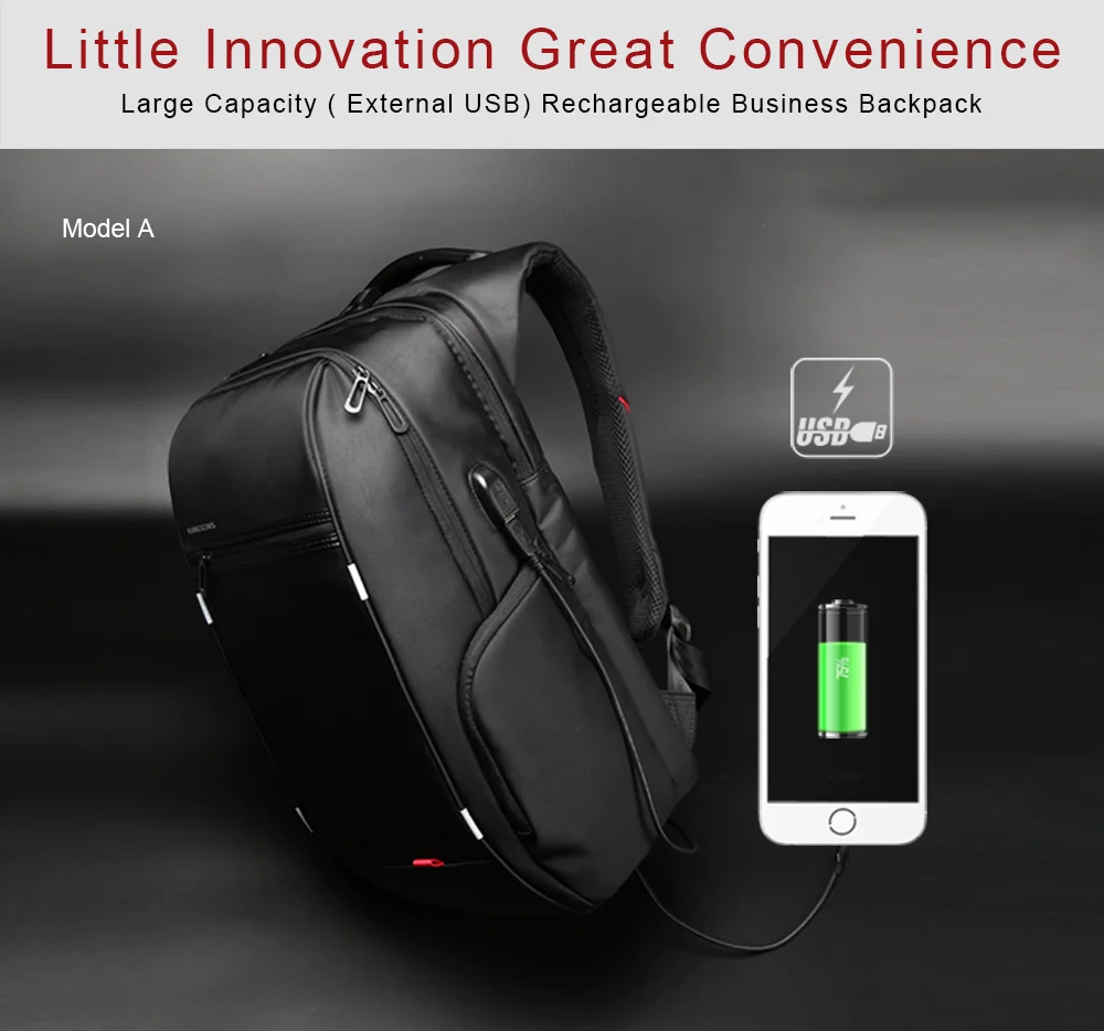

Kingsons New Designed Waterproof Men's School Bag Computer Laptop Bag Travel Business Male Backpack Large Capacity Bag KS3140W