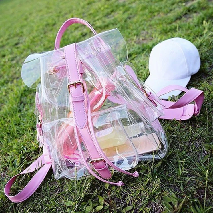 Creative Women Transparent Jelly Backpack.Chic Travel Blosas Candy
