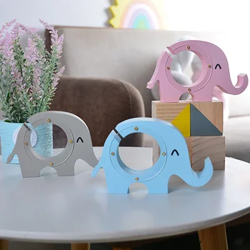 

Nordic Home Decor Wooden elephant Money Boxes Transparent piggy bank Best Birthday Gifts For Kids Room Decoration