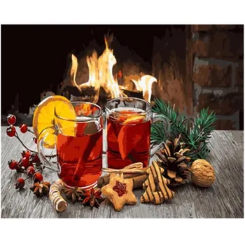

RIHE Fire Lemon Wine Paint by Number Kits for Adults, Acrylic Paint ,Wall Art Picture, Painting by Numbers on Canvas 16x20inch