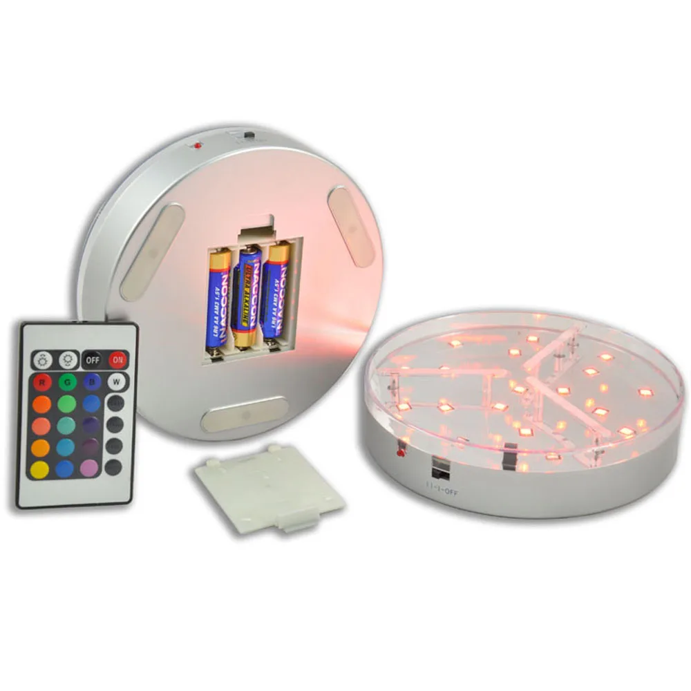 6inch Battery operated LED Light base RGB LED light Plate with 19pcs