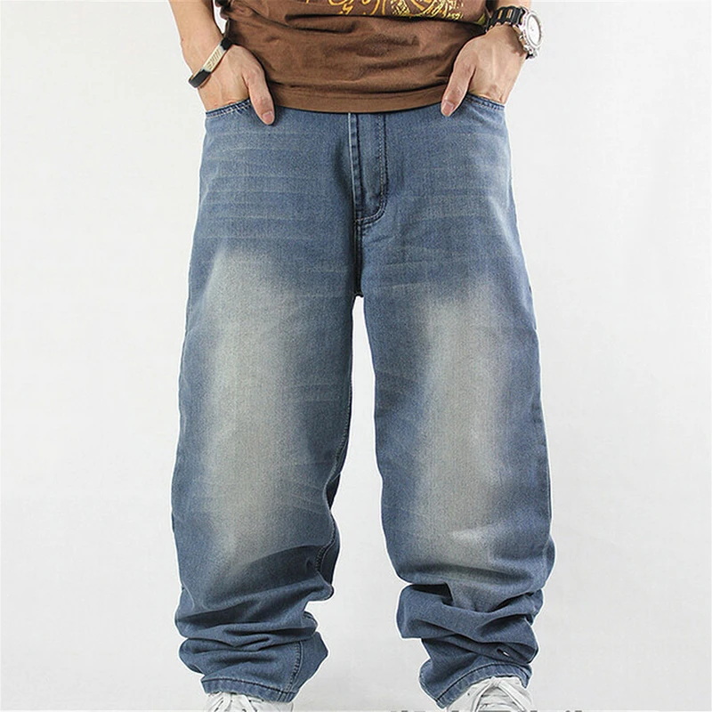 High Quality Male Hip Hop Baggy Jeans Harem Style Big Yards Jeans Hip Loose Straight Jeans Pants Casual Long Pants