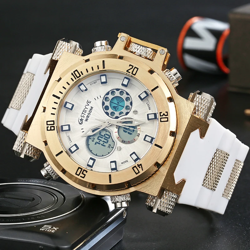 Fashion Men Military Sport Watches Mens LED Digital Waterproof Quartz Watch Male Big Dial Dual Display Clock Relogio Masculino