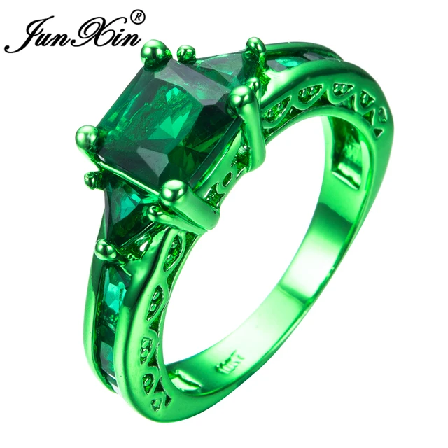 junxin male female geometric ring green gold filled jewelry vintage wedding rings for men and women - Green Wedding Rings junxin male female geometric ring green gold filled jewelry vintage wedding rings for men and women - Green Wedding Rings