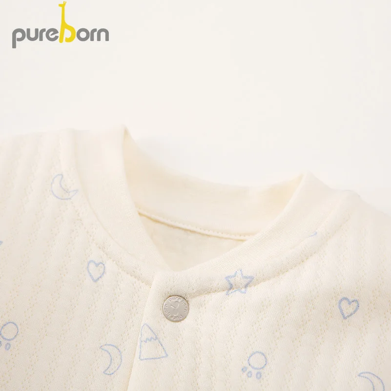 Pureborn/комбинезон с длинными рукавами для новорожденных Комбинезон маленьких