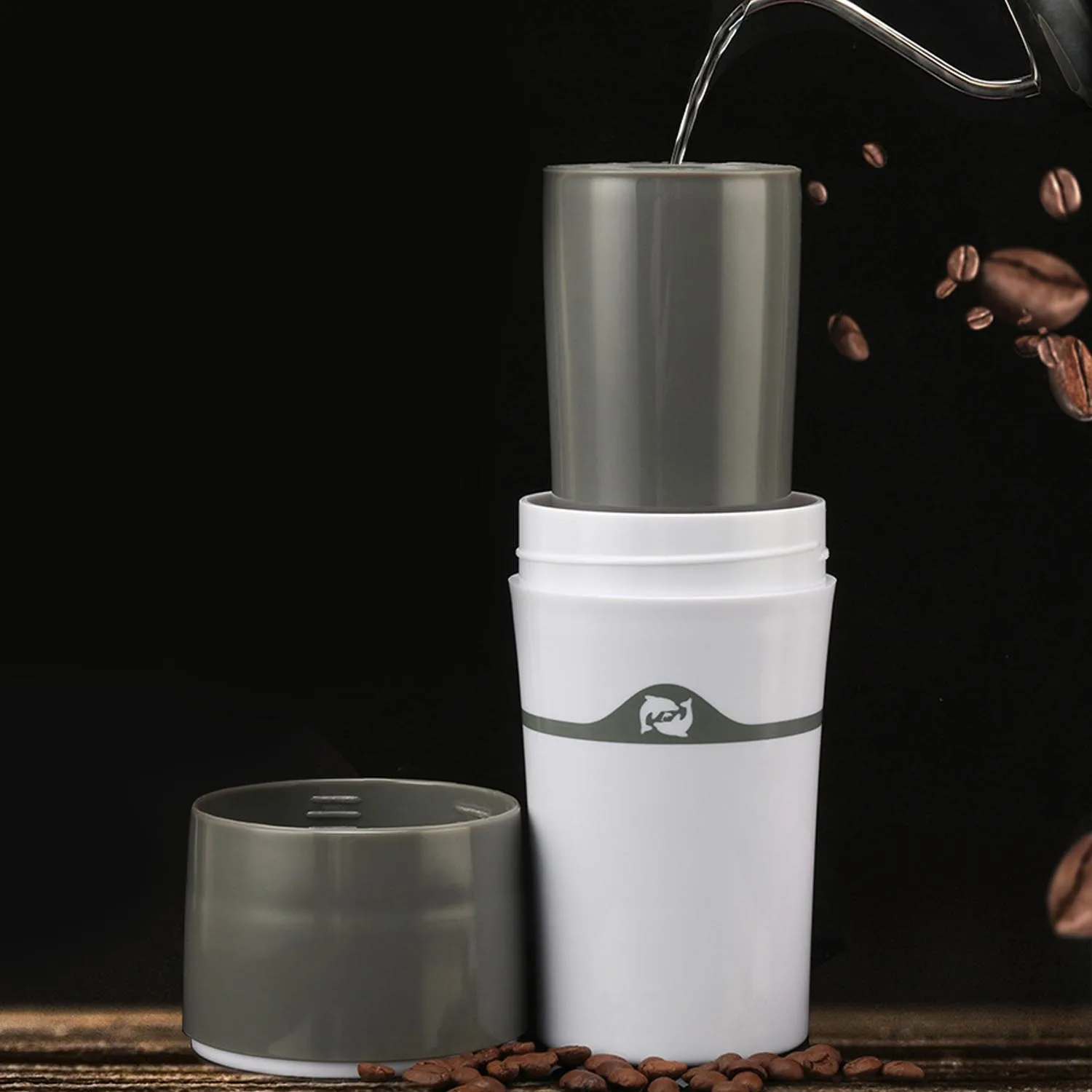 Behogar Portable Drip Coffee Maker Travel Mug with 3pcs Refillable K Cups for Outdoor Office