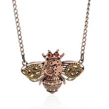 1 шт. продажи латунь OX летящая пчела кулон с шестеренками onsteampunk ожерелье