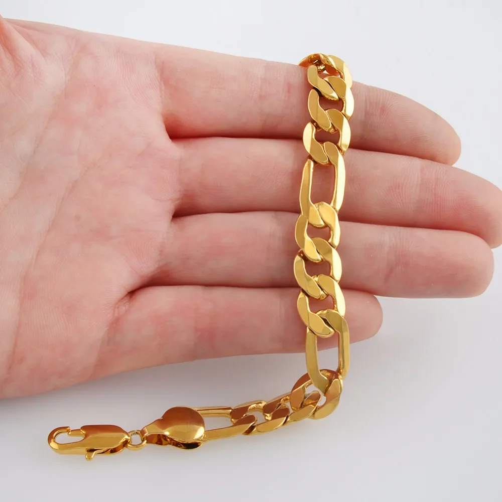 Anniyo ONE PIECE /Men Chain Bracelets Gold Color & Copper Bangles for Women Figaro Chains GP Link Bracelet Jewelry Gifts #064202