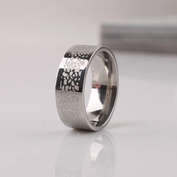 

Wide 8mm silver color Snakeskin pattern rings 316L Stainless Steel men finger ring wholesale lots