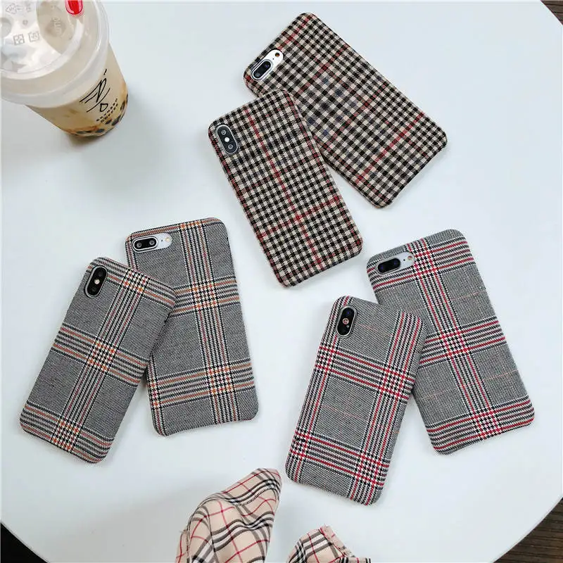

British Style For Iphone 66S 6P 78 78plus X Xs Xr Xsmax Plush Fabric Shell Drop Protection Cover