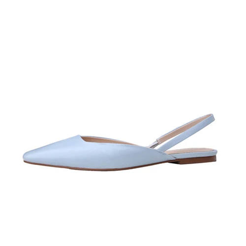 Женская обувь на плоской подошве с петлей на пятке; сезон весна; повседневные женские шлепанцы из натуральной кожи; яркие цвета; MT01 muyisxi - Цвет: light blue