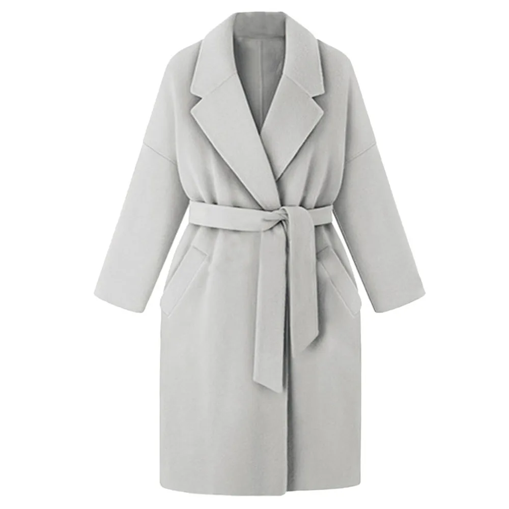 2018 Hxroolrp Warm Womens Winter Lapel Wool Coat Trench Loose Lace Overcoat Outwear Velvet Abrigo Mujer Vadim Solid Casual 10
