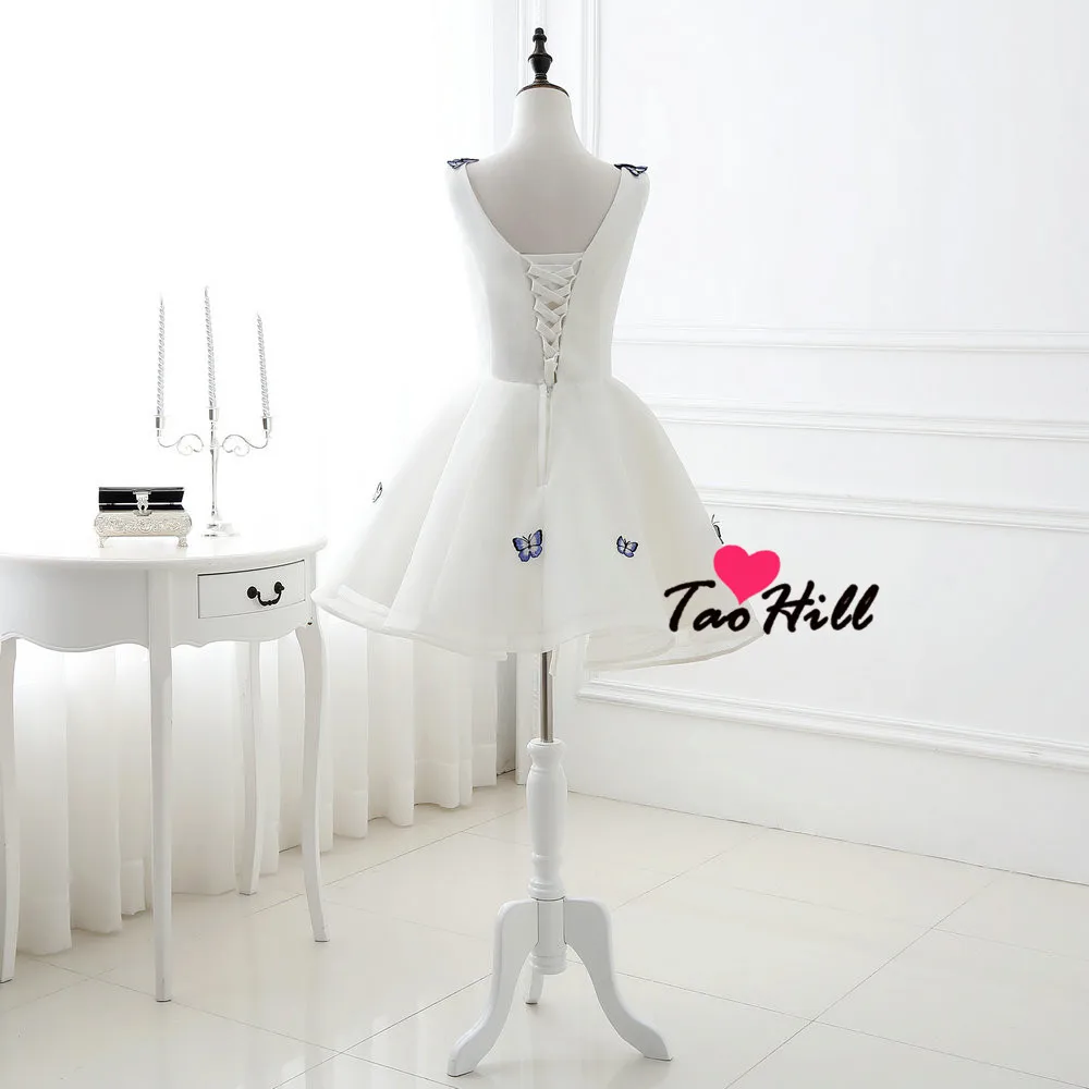 TaoHill новые алиновые белые бабочки дешевые платья подружки невесты мини короткие без рукавов милые 16 Выпускные вечерние платья