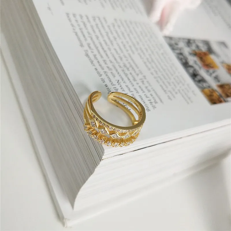 CosFecit Sterling Silver Ring 925 Real Women 3 Layer Zircon Rings 925 Sterling Silver Gold Color Fine Jewelry Silver 925 RS127 (4)