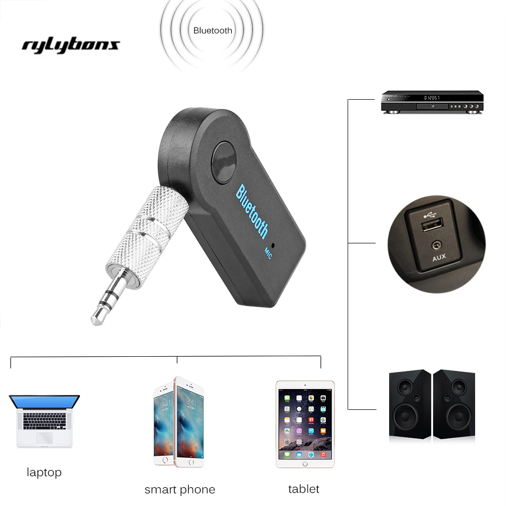 Rylybons Автомобильный Bluetooth AUX аудио 3 5 мм Динамик Разъем для наушников bluetooth адаптер