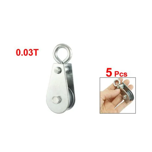 

5 Pcs 0.03T 66.1Lbs 30Kg Silver Tone Metal Swivel Lifting Crane Pulley Block