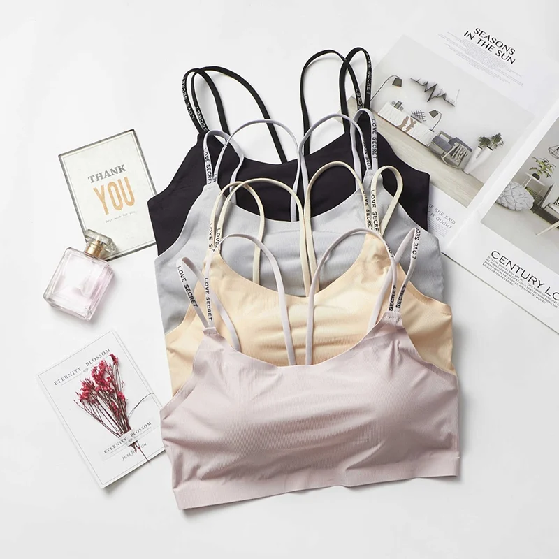 

Summer Breathable Ice Silk Beauty Back Wrapped Chest Sexy Sports Vest Ladies Double Shoulder Strap Bra