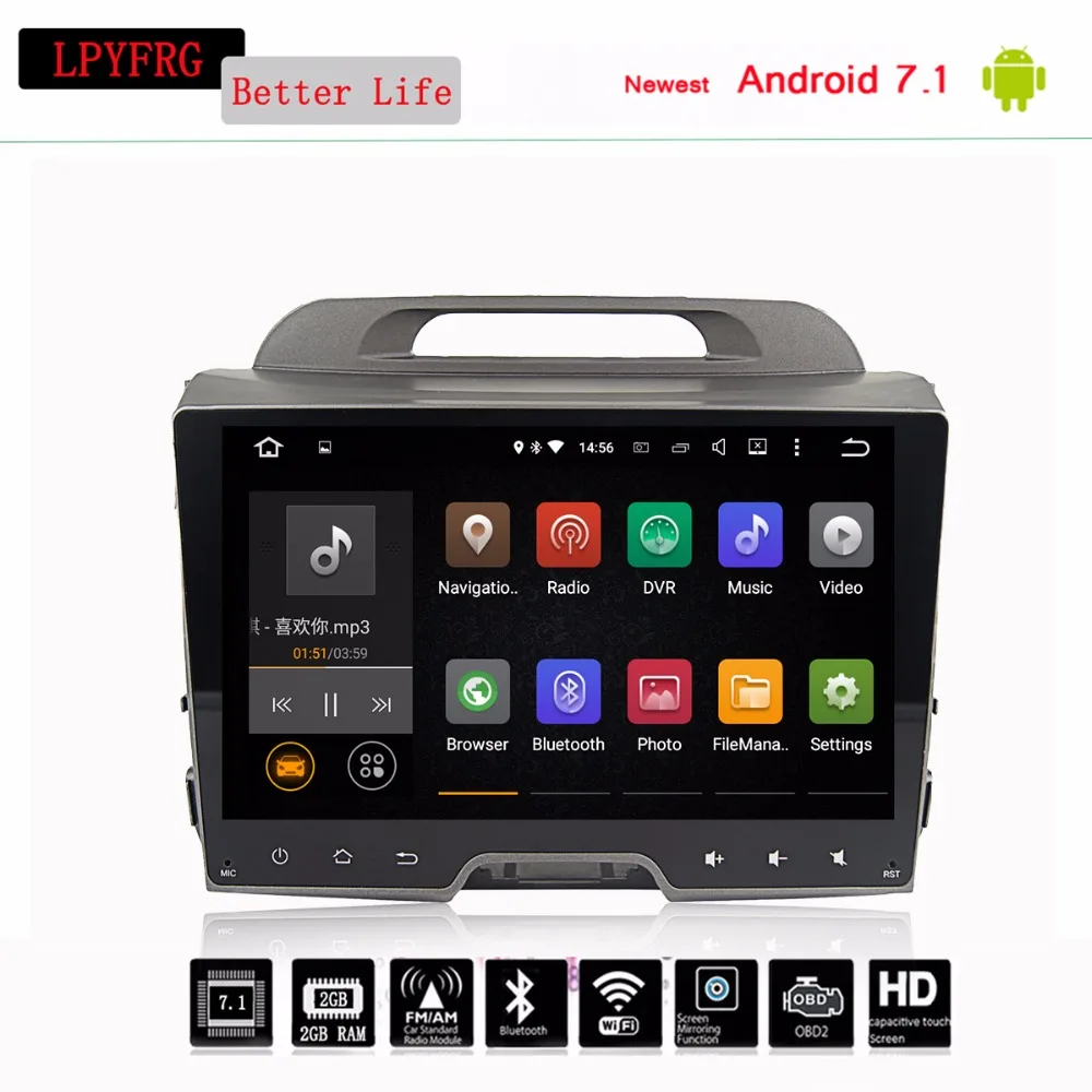 Best Car DVD player Gps Android 9.0 for KIA Sportage R / Sportage 2010 2014 2011 2012 2013 2015 Radio RDS WIFI Bluetooth 10.1" 2 DIN 2