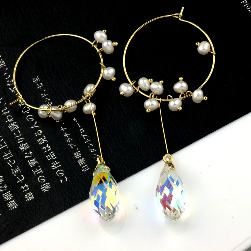 

korean Pearl Cubic Zirconia Wedding Long Drop Earrings for Women Gold Filled Fashion Party Jewelry Earings