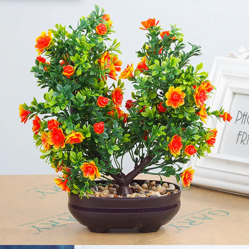 Flone Artificial Plants Home Decoration Nordic Green Plant Flower Bonsai Fake Plants Potted Wedding Garden Decoration Accessori  (6)
