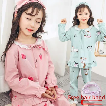 

Baby girl Pajamas sets 2019 spring autumn new sweet style print long sleeve tops + pants 2 piece suit big baby home clothes w165