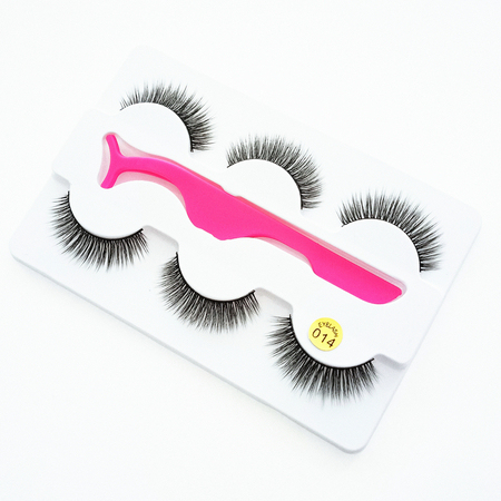 3 pairs Eyelashes +tweezers Natural Mink False Eyelashes Fake Lashes 3D Mink Lashes Eyelash Extension Makeup Kit