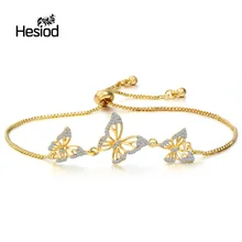 Hesiod регулируемые очаровательные браслеты и браслеты с кубическим цирконием Золотая Серебряная Бабочка Женские Ювелирные изделия Подарочные Браслеты Mujer