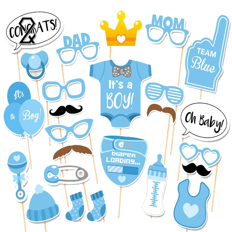 25pcs Cute Mini Paper Photobooth Props Mask Baby Shower Boy Girl 25pcs Cute Mini Paper Photobooth Props Mask Baby Shower Boy Girl