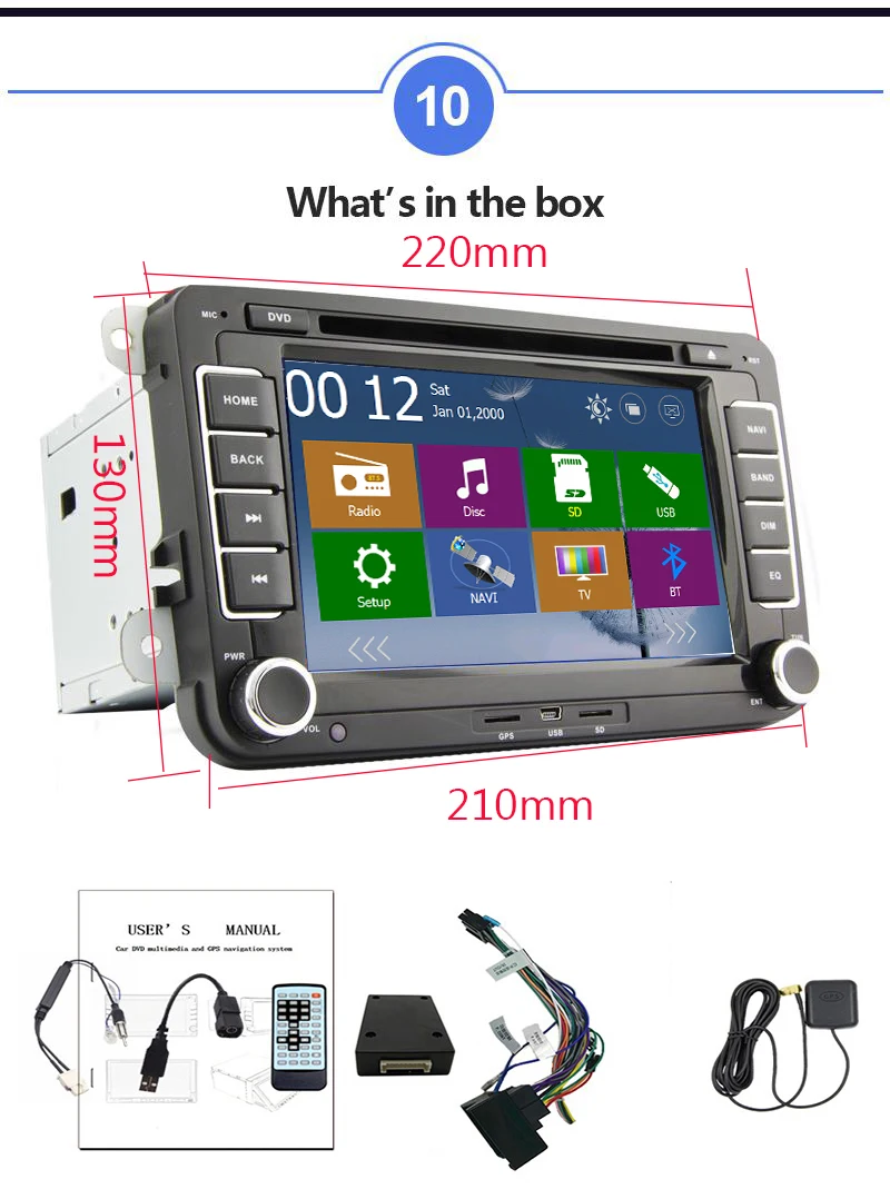 Best 7 inch 2 Din Car DVD Player Stereo Navigation For VW POLO GOLF PASSAT CC JETTA TIGUAN car radio gps with Bluetooth SWC Map 5