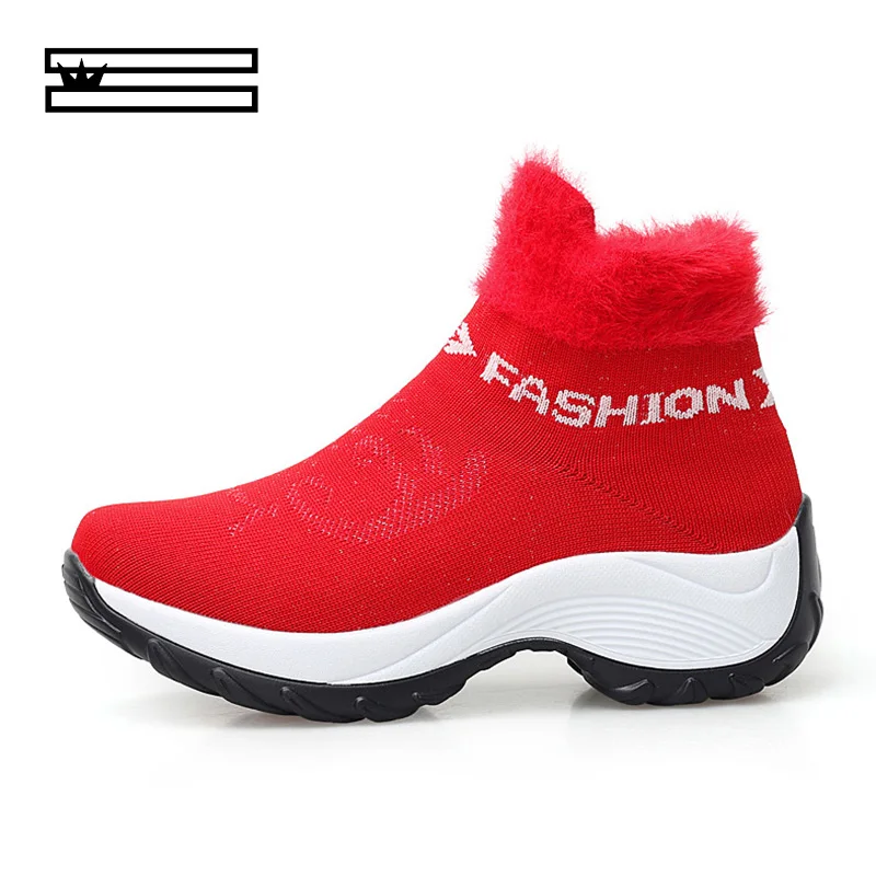 

SHUANGGUN 2018 Winter New Thick Warm Snow Boot Women Casual Lace-Up Short Mid Heel Plus Velvet Ladies Shoes Women'S Sneakers
