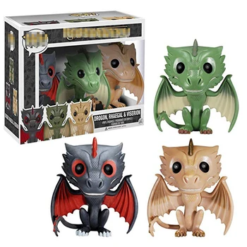 Action Game Of Thrones Funko Figure Toys Drogon Rhaegal & Viserion 3Pcs/set Collectable Dolls Gift Toy Dragons Of Daenerys Model