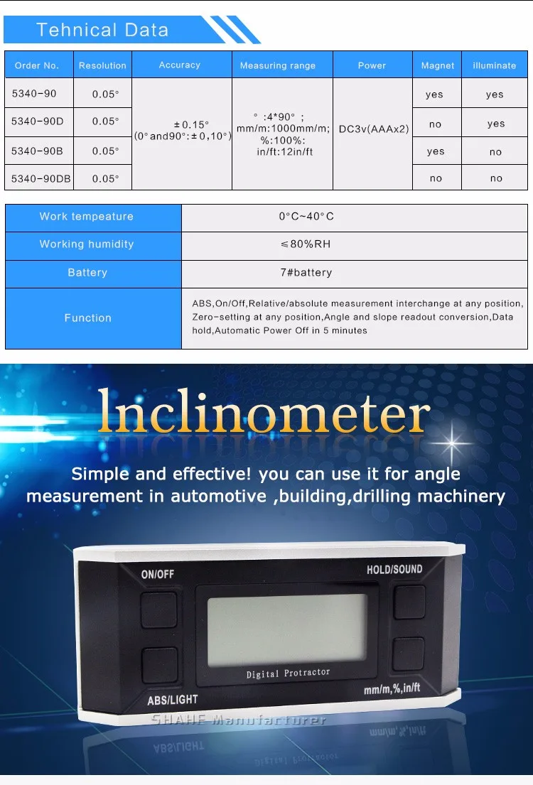 Электронный угломер цифровой измеритель уровня с задним светильник угломер Инклинометр транспортир используется для измерения угла