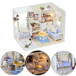Кукольный домик поделки Кукольный дом миниатюрная мебель аксессуары светодиодный 3D деревянный дом модель для кукол игрушек ручной работы