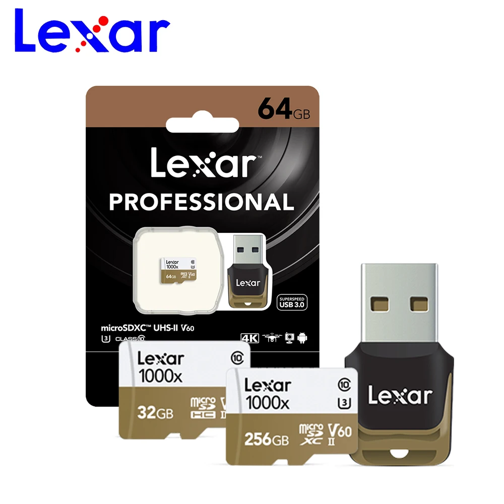 Lexar micro sd карта 1000x UHS II памяти 128 ГБ 32 256 64 г Популярные карты для смартфонов/камера